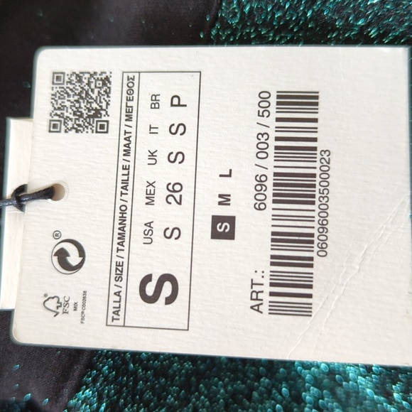 Zara Emerald Green Glitter Ruffle Bodysuit S - Picture 15 of 16